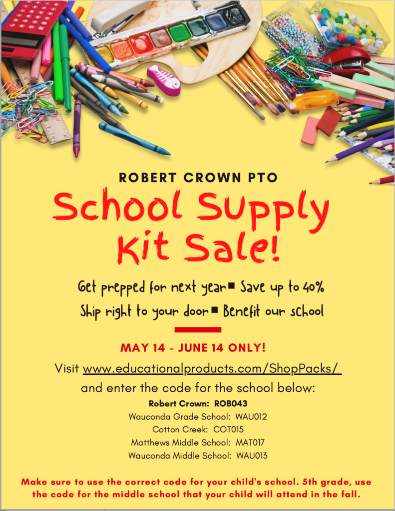 Robert Crown School PTO » School Supply Kit Sale